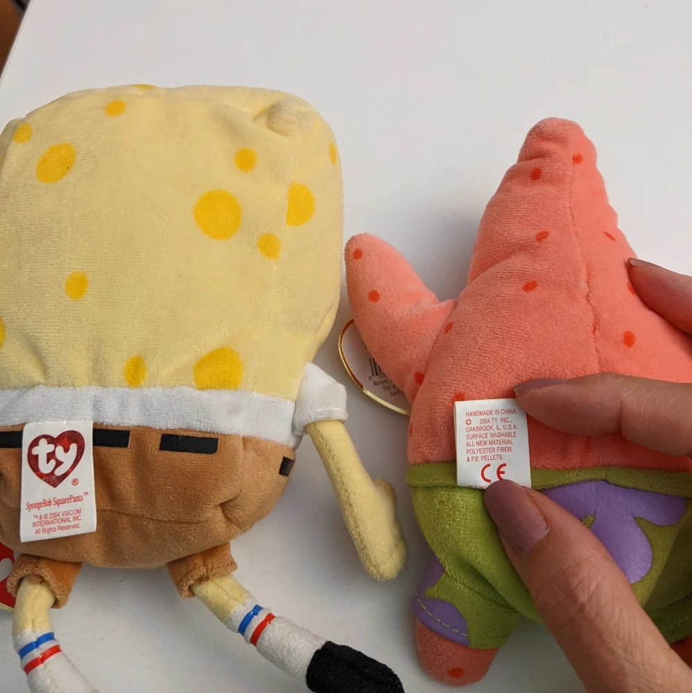 VTG Sponge Bob Square Pants and Patrick Star with tags, 2 Ty Beanie Babies - Picture 9 of 15
